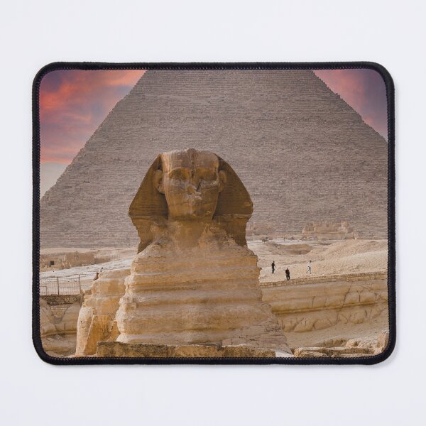 Item preview, Egypt photography, Great Sphinx and Cheops Pyramid at sunset, mystical desert scene designed and sold by Mauswohn.
