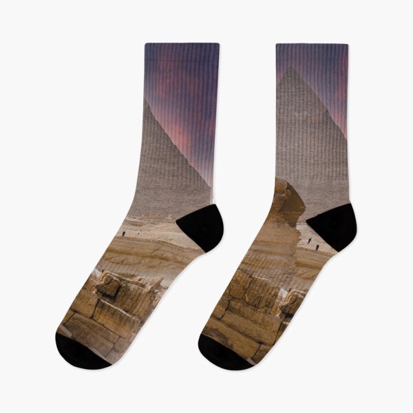 Item preview, Egypt photography, Great Sphinx and Cheops Pyramid at sunset, mystical desert scene designed and sold by Mauswohn.
