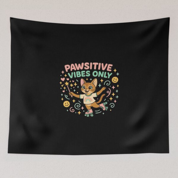 Item preview, Calm, Pawsitive Vibes Only Cat Quote Gift designed and sold by WhiskerlyGfx.
