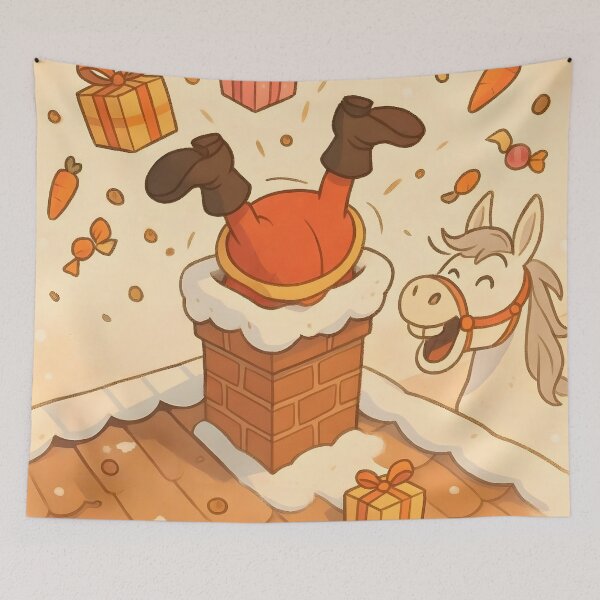 Item preview, Funny Saint Nicholas Stuck in Chimney designed and sold by AI-Only Creations.
