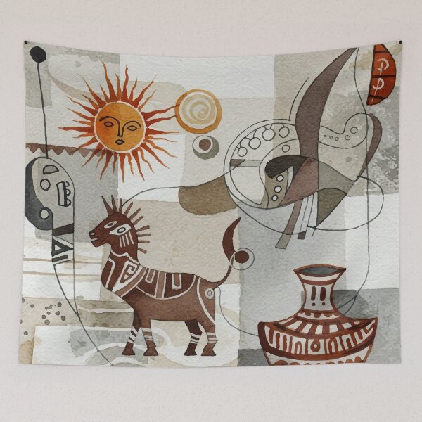 Item preview, Abstract painting with ethnic elements designed and sold by Design4uStudio.