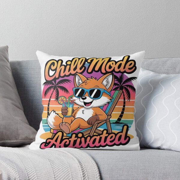 Item preview, Chill Mode Fox – Cute Summer Beach Vibes | Tropical Sunset Cartoon Design designed and sold by stickerverse143.