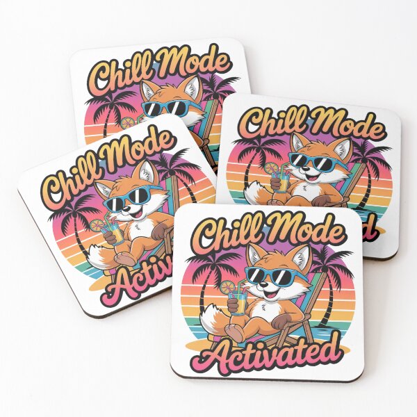 Item preview, Chill Mode Fox – Cute Summer Beach Vibes | Tropical Sunset Cartoon Design designed and sold by stickerverse143.