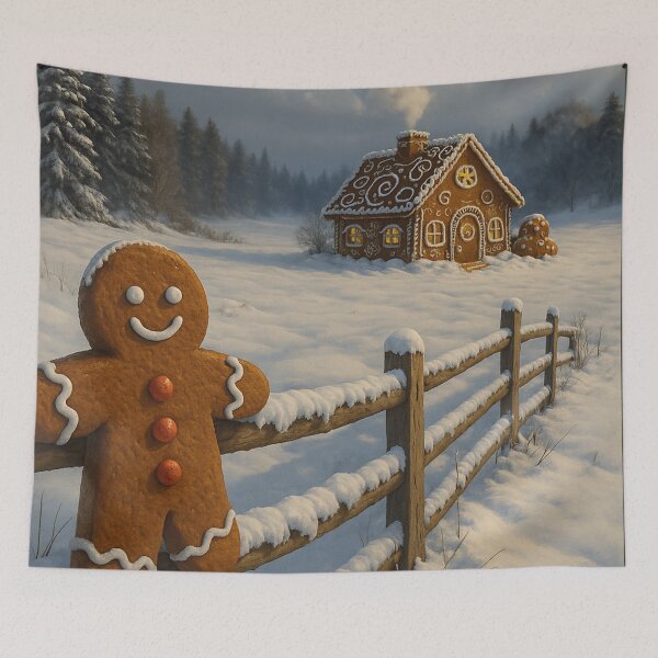 Item preview, Gingerbread man in winter, fairytale gingerbread house in the snow, Christmas winter motif designed and sold by Mauswohn.