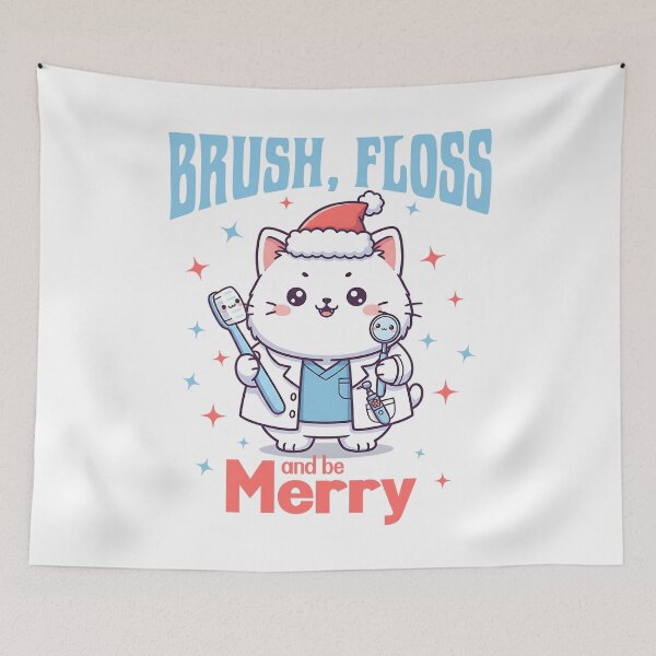 Item preview, Brush, Floss and be Merry designed and sold by GraphicTeeHubs.