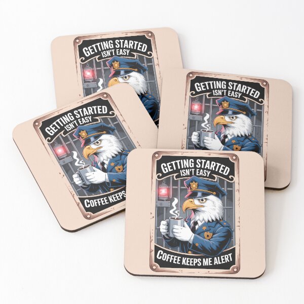 Item preview, Coffee Getting Started - retro metal plate with eagle cop designed and sold by Museum Of Non-Existing Art.