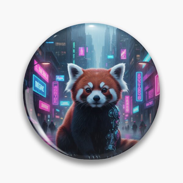 Item preview, Cyberpunk Neon Red Panda – Futuristic Sci-Fi Animal Art – Vaporwave Street Aesthetic Design designed and sold by MadeByACJ.