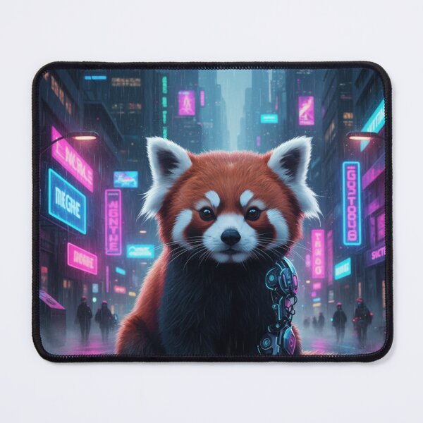 Item preview, Cyberpunk Neon Red Panda – Futuristic Sci-Fi Animal Art – Vaporwave Street Aesthetic Design designed and sold by MadeByACJ.