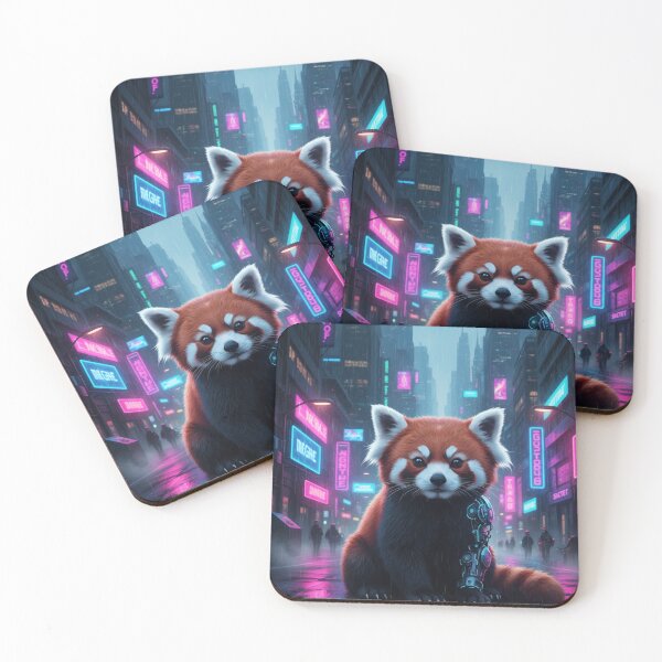 Item preview, Cyberpunk Neon Red Panda – Futuristic Sci-Fi Animal Art – Vaporwave Street Aesthetic Design designed and sold by MadeByACJ.