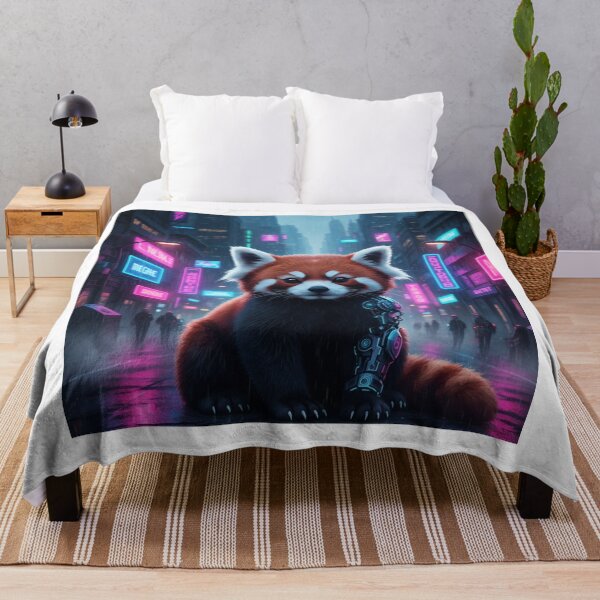 Item preview, Cyberpunk Neon Red Panda – Futuristic Sci-Fi Animal Art – Vaporwave Street Aesthetic Design designed and sold by MadeByACJ.