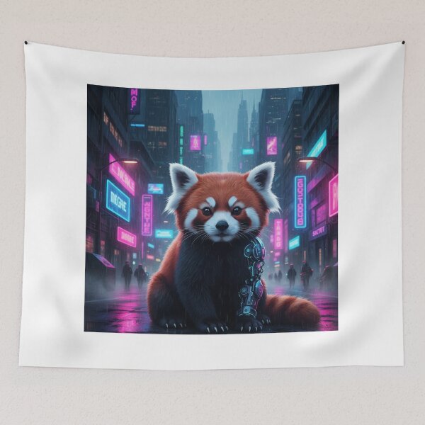 Item preview, Cyberpunk Neon Red Panda – Futuristic Sci-Fi Animal Art – Vaporwave Street Aesthetic Design designed and sold by MadeByACJ.