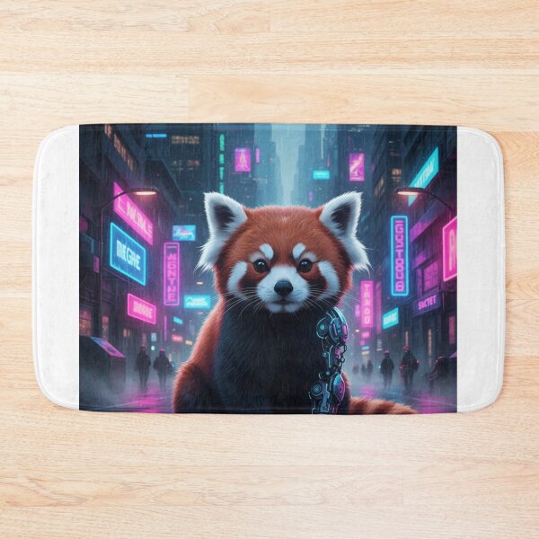 Item preview, Cyberpunk Neon Red Panda – Futuristic Sci-Fi Animal Art – Vaporwave Street Aesthetic Design designed and sold by MadeByACJ.