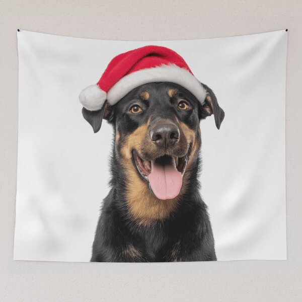 Item preview, Cute Beauceron dog Christmas Art — Beauceron dog Wearing Santa Hat designed and sold by LazyOwlStore.