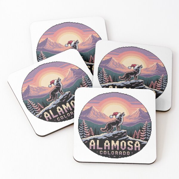 Item preview, Alamosa Colorado Pixel Art – Howling Christmas Coyote Sunset designed and sold by CircinusStore.