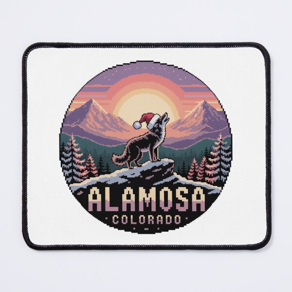 Item preview, Alamosa Colorado Pixel Art – Howling Christmas Coyote Sunset designed and sold by CircinusStore.