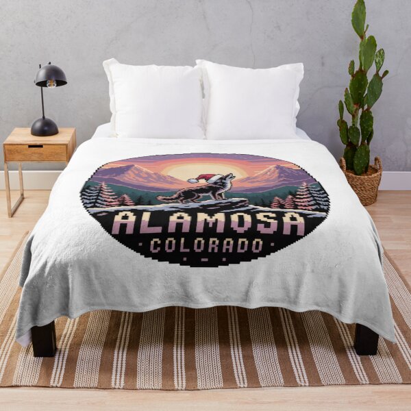 Item preview, Alamosa Colorado Pixel Art – Howling Christmas Coyote Sunset designed and sold by CircinusStore.