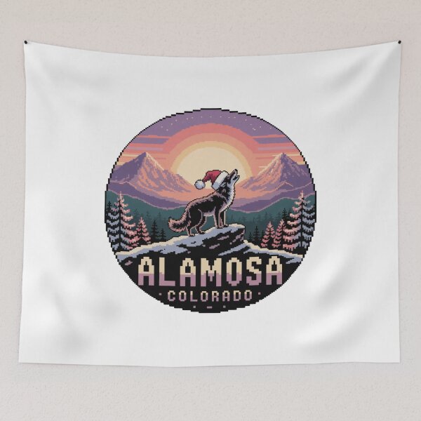 Item preview, Alamosa Colorado Pixel Art – Howling Christmas Coyote Sunset designed and sold by CircinusStore.