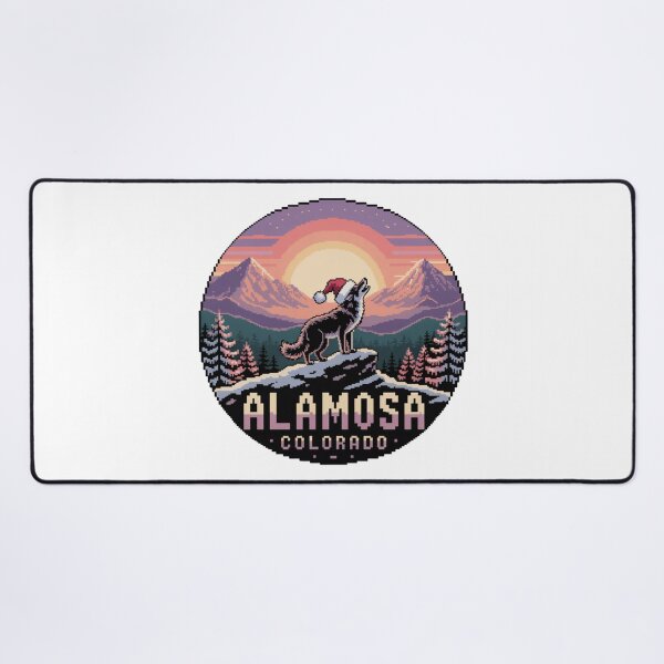 Item preview, Alamosa Colorado Pixel Art – Howling Christmas Coyote Sunset designed and sold by CircinusStore.