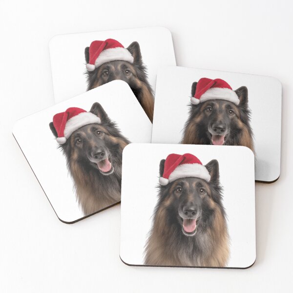 Item preview, Cute Belgian Tervuren Christmas Art — Belgian Tervuren Wearing Santa Hat designed and sold by LazyOwlStore.