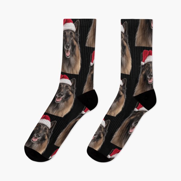 Item preview, Cute Belgian Tervuren Christmas Art — Belgian Tervuren Wearing Santa Hat designed and sold by LazyOwlStore.