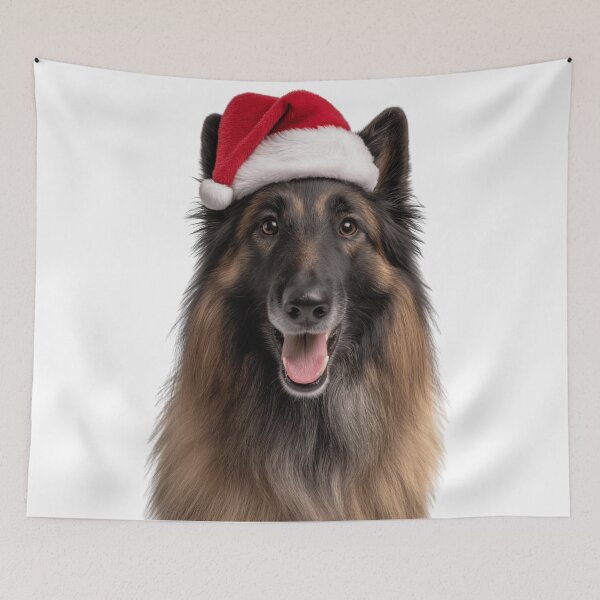 Item preview, Cute Belgian Tervuren Christmas Art — Belgian Tervuren Wearing Santa Hat designed and sold by LazyOwlStore.