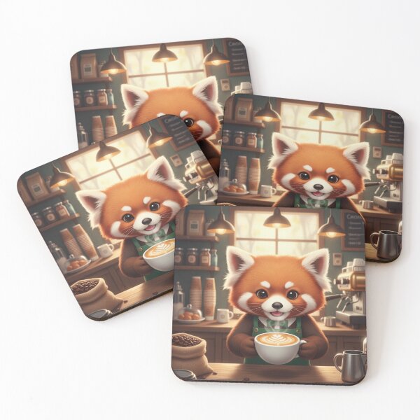 Item preview, Red Panda Barista – Cute Coffee Lover Art – Cozy Café Aesthetic Animal Design designed and sold by MadeByACJ.
