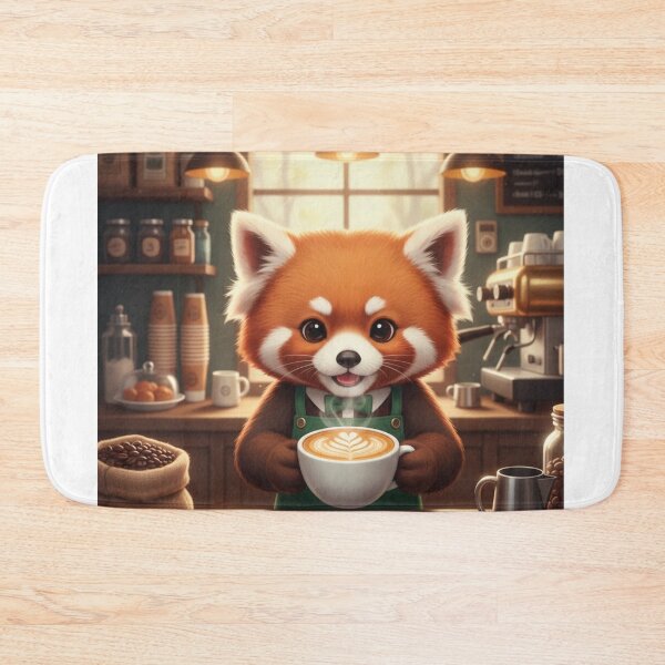 Item preview, Red Panda Barista – Cute Coffee Lover Art – Cozy Café Aesthetic Animal Design designed and sold by MadeByACJ.