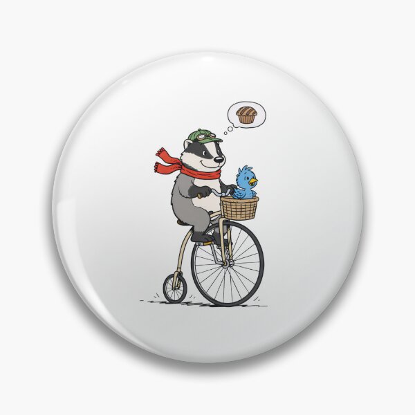 Item preview, Badger's Penny-Farthing Bakery Run: Cute Vintage Biker with Bird & Cupcake Dream designed and sold by XM STOREZ .