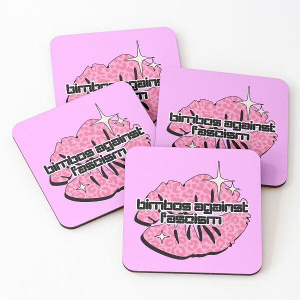 Item preview, Bimbos Against Fascism Sticker – Y2K Sparkly Font with Leopard Pink Lips, Feminist Retro Design designed and sold by Allie-Vesper.