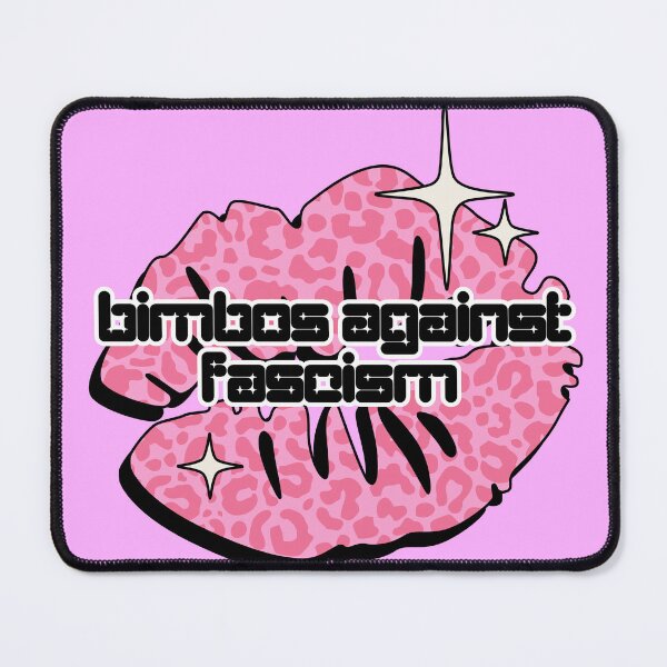 Item preview, Bimbos Against Fascism Sticker – Y2K Sparkly Font with Leopard Pink Lips, Feminist Retro Design designed and sold by Allie-Vesper.