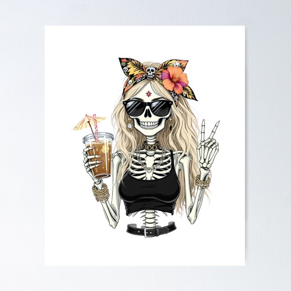 Item preview, Summer Vibes Skeleton Girl | Cool Gothic Beach Aesthetic designed and sold by ColorSplash123.