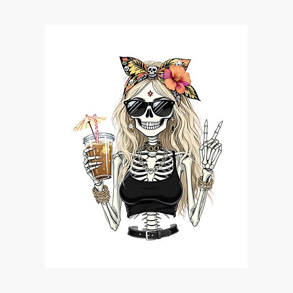 Item preview, Summer Vibes Skeleton Girl | Cool Gothic Beach Aesthetic designed and sold by ColorSplash123.