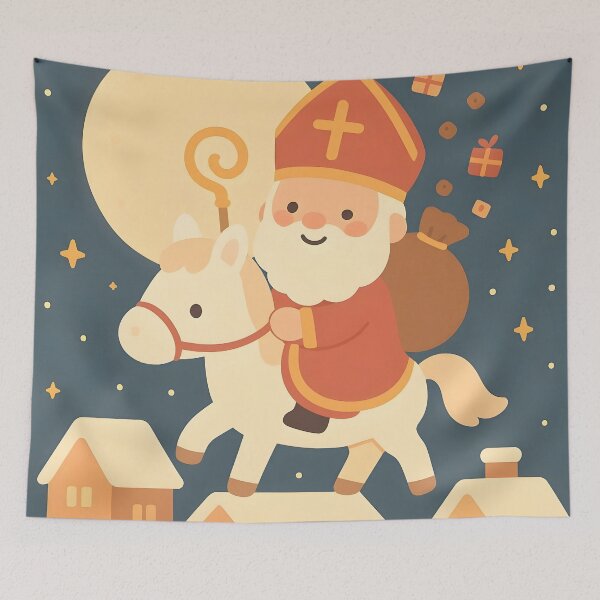 Item preview, Cute Kawaii Saint Nicholas on Horse designed and sold by AI-Only Creations.