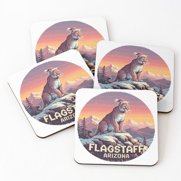 Item preview, Flagstaff Arizona Pixel Art – Christmas Cougar Sunset Mountains designed and sold by CircinusStore.