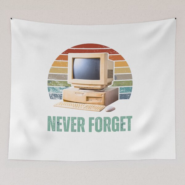 Item preview, Vintage 90s Computer PC Never Forget Retro Sunset designed and sold by WHITE FLAME PRINTS.