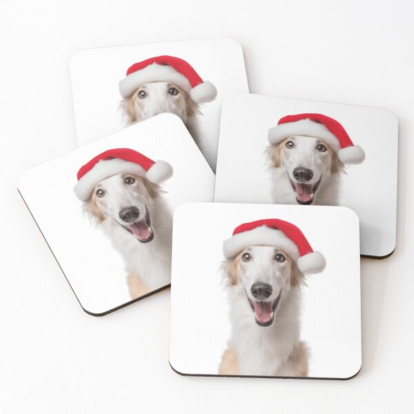 Item preview, Cute Borzoi dog Christmas Art — Borzoi dog Wearing Santa Hat designed and sold by LazyOwlStore.