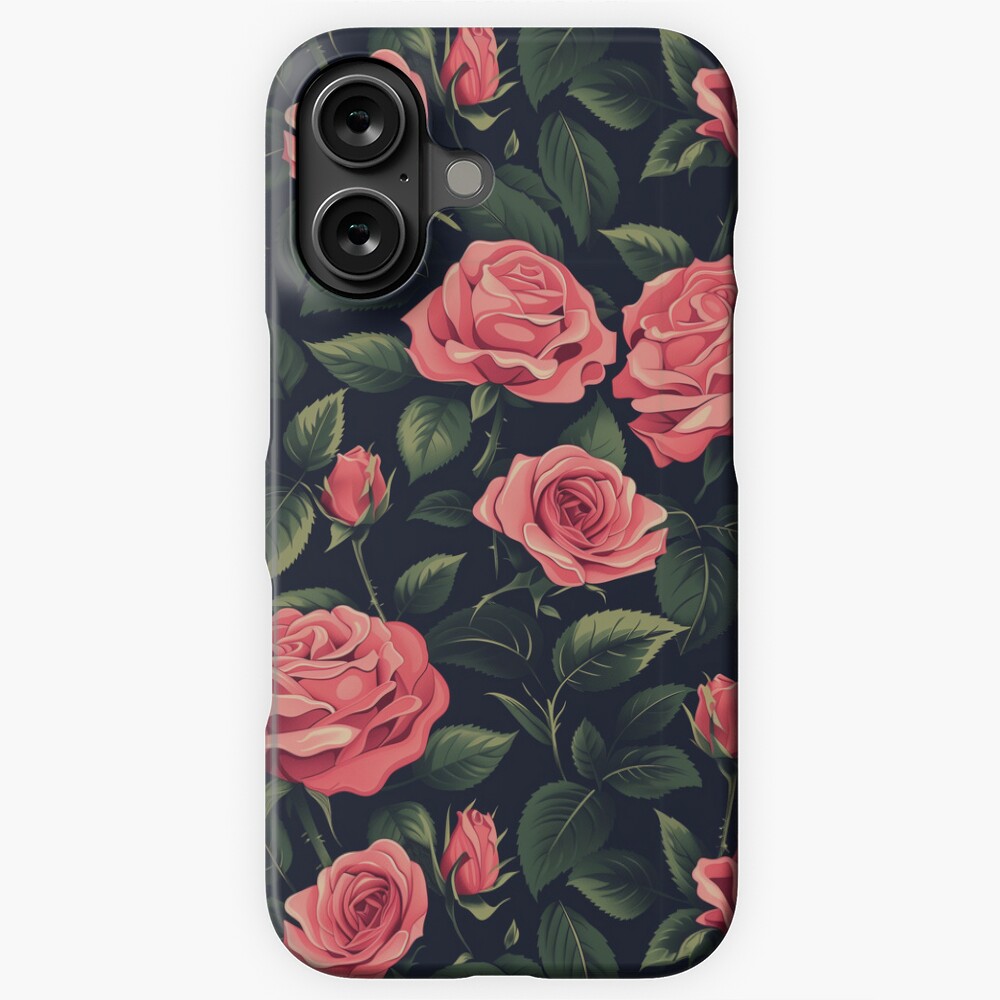 iPhone Snap Case Pink Roses Midnight Garden Vintage Rose Pattern iPhone Snap Case