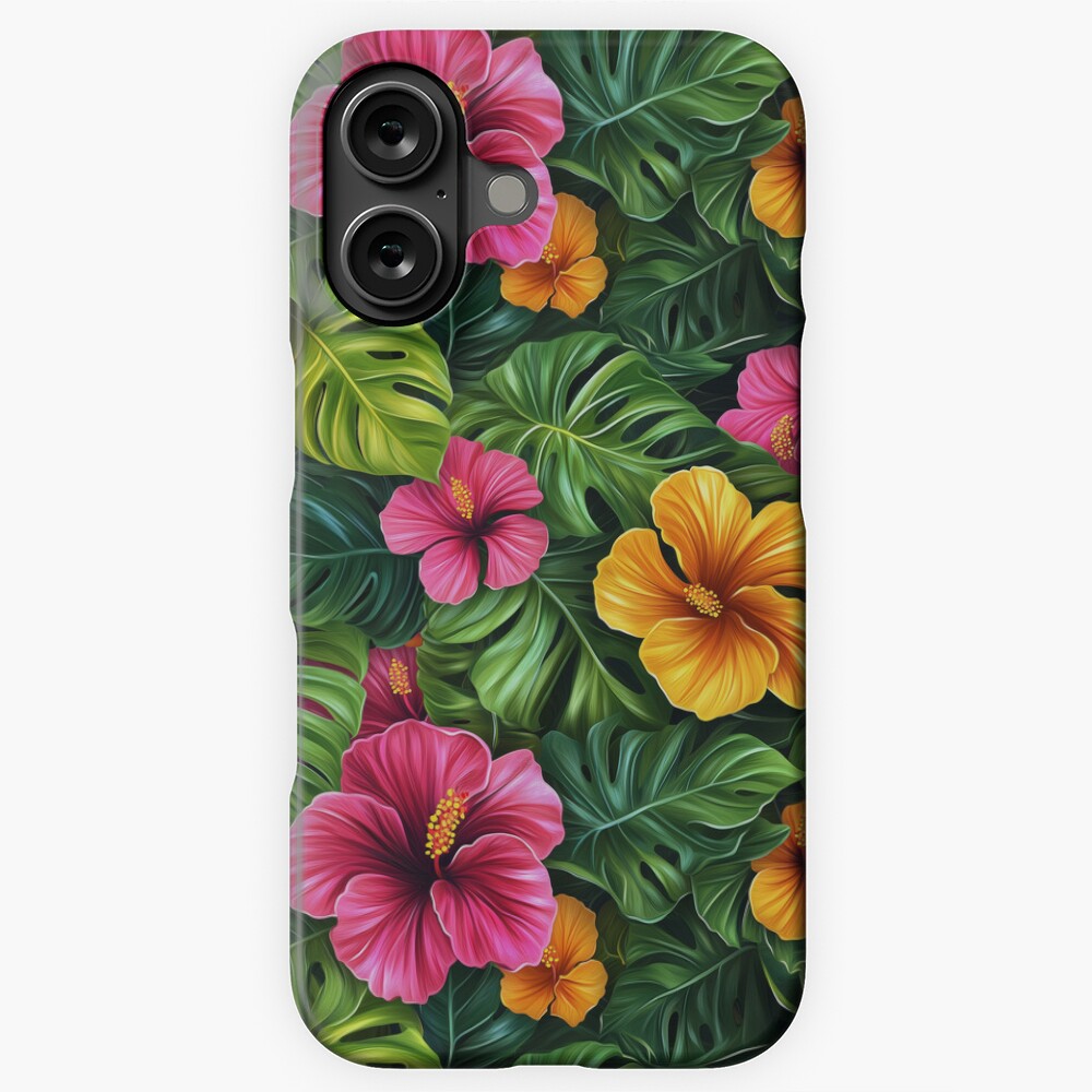 Floral Tropical Hibiscus and Monstera Bloom