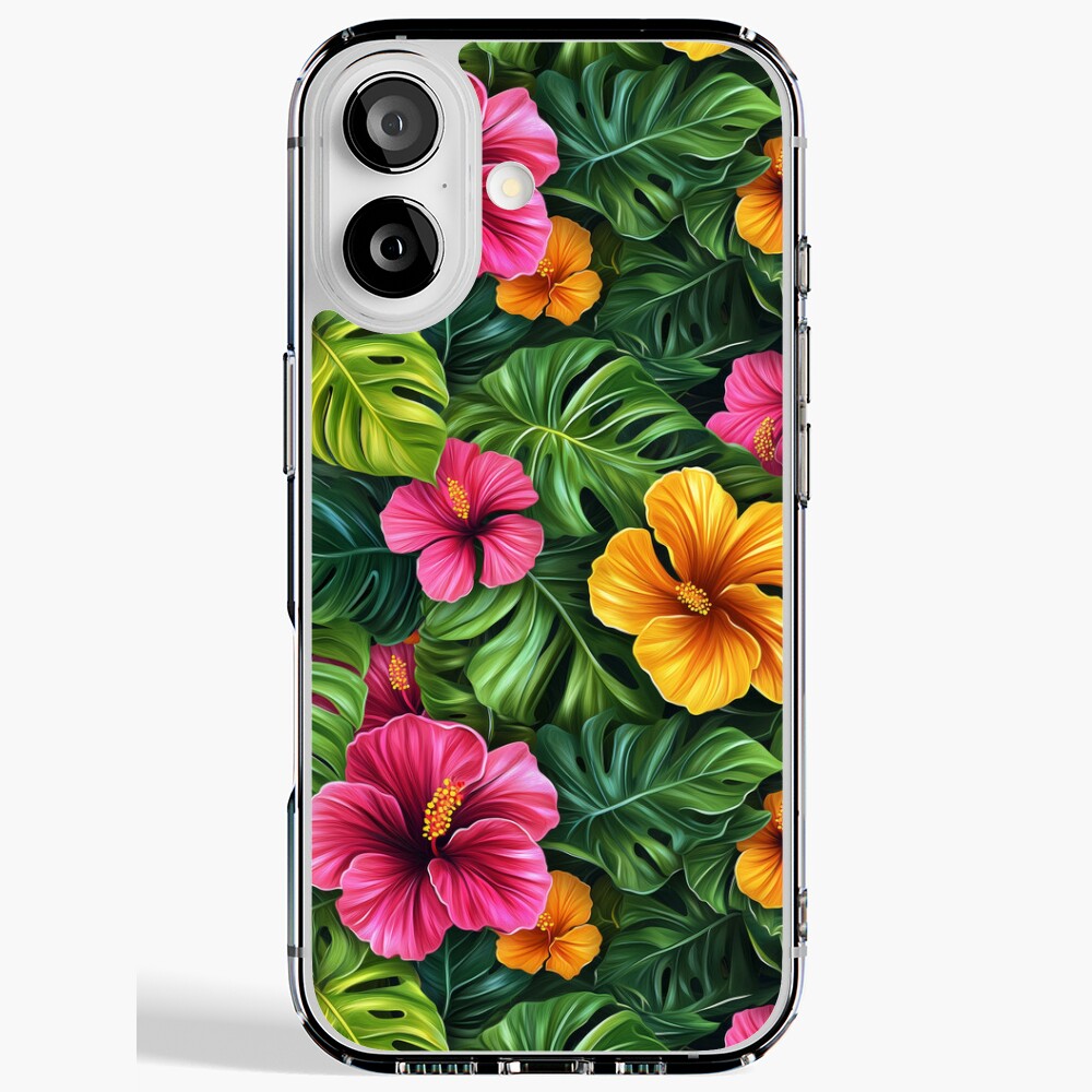 iPhone Soft Case Floral Tropical Hibiscus Monstera Bloom Flowers iPhone Soft Case Floral Tropical Hibiscus Monstera Bloom Flowers