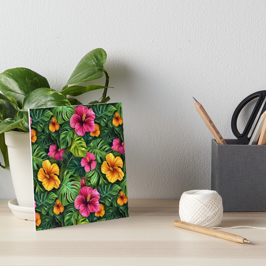 Floral Tropical - Hibiscus and Monstera Bloom
