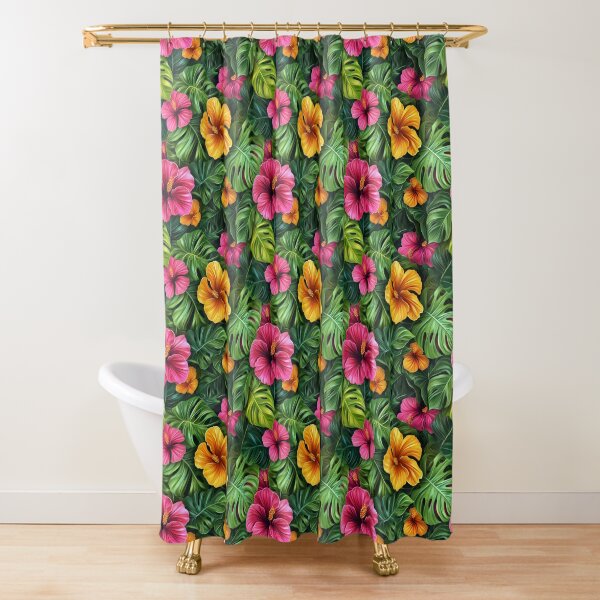 Aperçu de l'œuvre Hibiscus tropical Monstera en fleurs créée et vendue par Magic Pixels Shop.