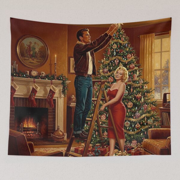 Item preview, Hollywood Holidays – Marilyn Monroe & James Dean Decorating the Tree designed and sold by Art's Diner.