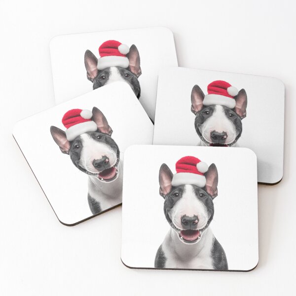 Artikelvorschau, Niedliche Weihnachtskunst mit Miniatur-Bullterrier – Miniatur-Bullterrier mit Weihnachtsmannmütze entworfen und verkauft von LazyOwlStore.