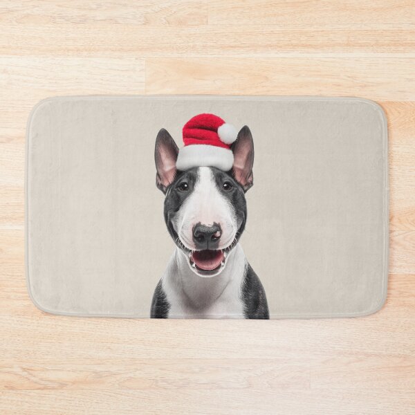 Artikelvorschau, Niedliche Weihnachtskunst mit Miniatur-Bullterrier – Miniatur-Bullterrier mit Weihnachtsmannmütze entworfen und verkauft von LazyOwlStore.