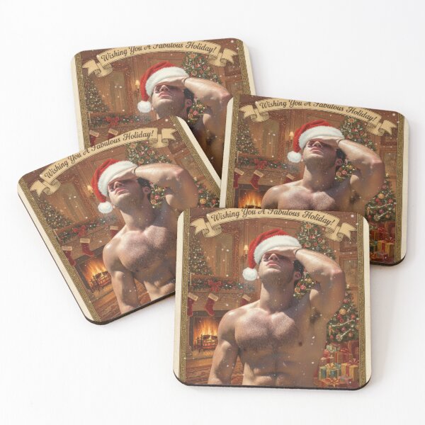 Item preview, Kitsch Vintage Gay Christmas Card with Muscular Men designed and sold by Atlas Kai.