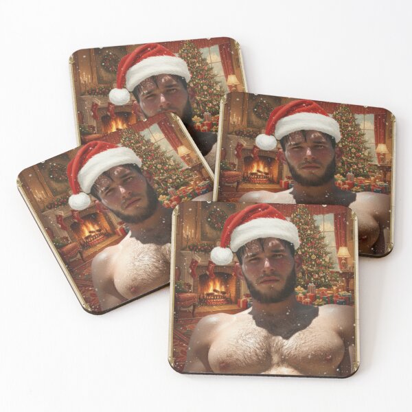 Item preview, Kitsch Hairy Chested Man in Santa Hat designed and sold by Atlas Kai.