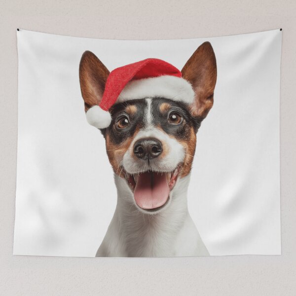 Item preview, Cute Toy Fox Terrier Christmas Art — Toy Fox Terrier Wearing Santa Hat designed and sold by LazyOwlStore.