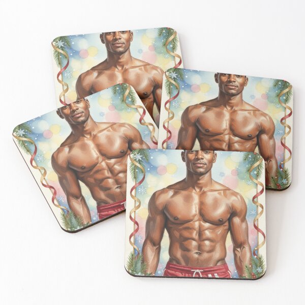 Item preview, Kitsch Sexy Black Men Christmas Card  designed and sold by Atlas Kai.