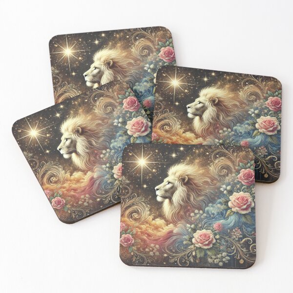 Item preview, Celestial Lion and Astral Roses – Cosmic Fusion of Strength and Beauty designed and sold by Tommandjerry.