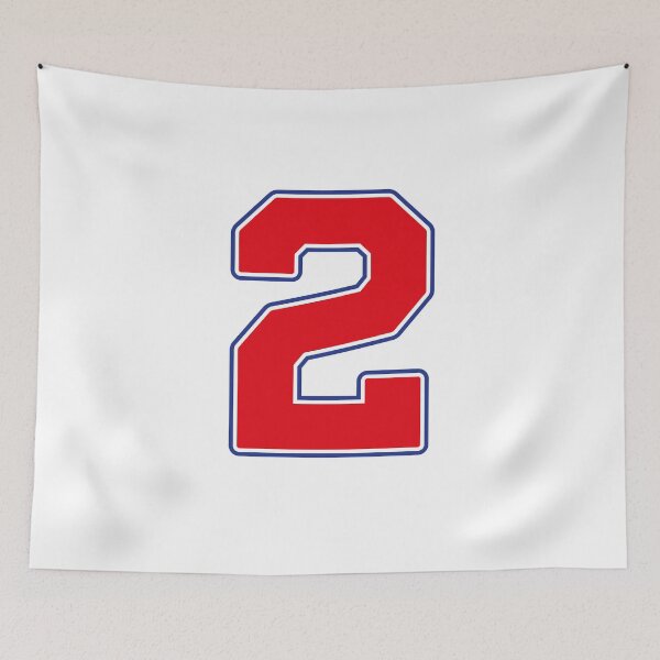 Item preview, Jersey Number 2 / Player Shirt Number Two (Red with Blue Outline) designed and sold by STUDIO-72.